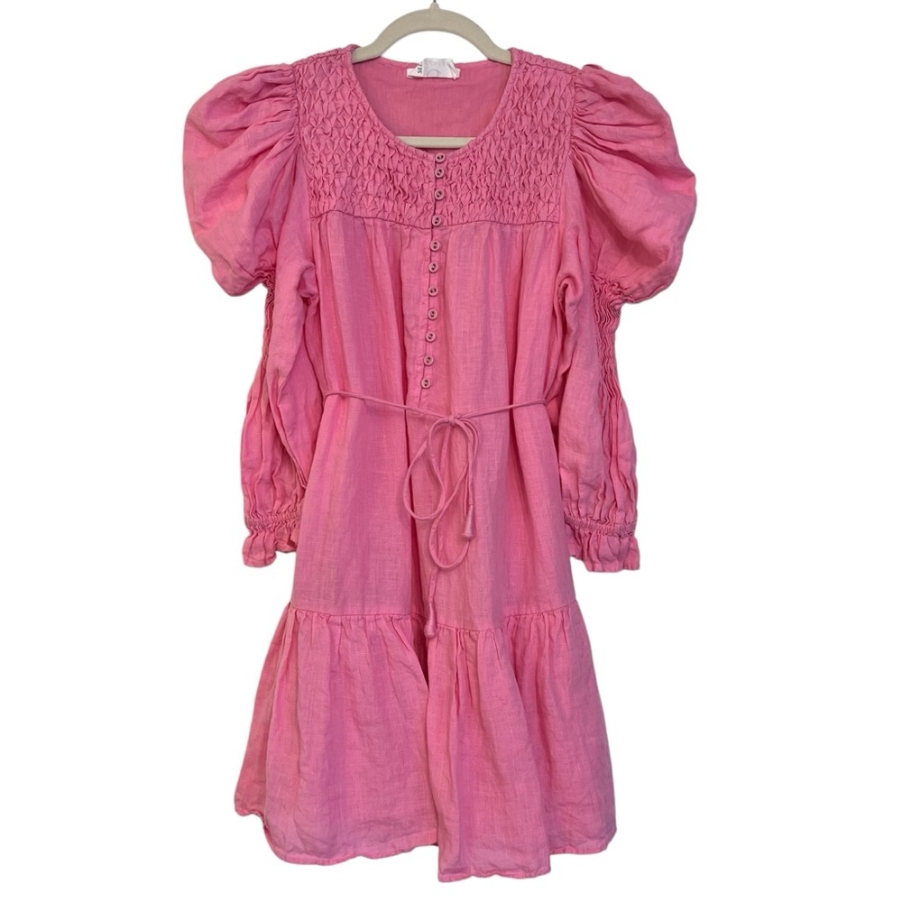 Self-contrast linen shirt/dress